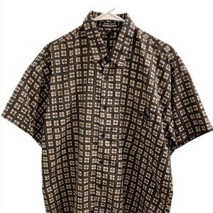 David Adams Mens Shirt Sz L Short Sleeves Button Down 100% Cotton Black …